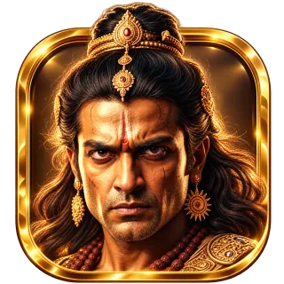 Divya Katha mark: a warrior-sage's face in a gold frame
